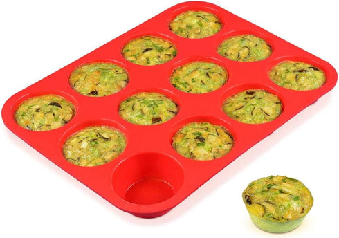 CAKETIME 12 Cups Silicone Muffin Pan - Nonstick Cupcake Pan 1 Pack Regular Size Silicone Mold for Baking...