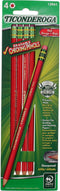Ticonderoga Erasable Checking Pencils, Eraser Tipped, Pre-Sharpened, Red, 4 Pack (2 pencils per Pack) (13901)...