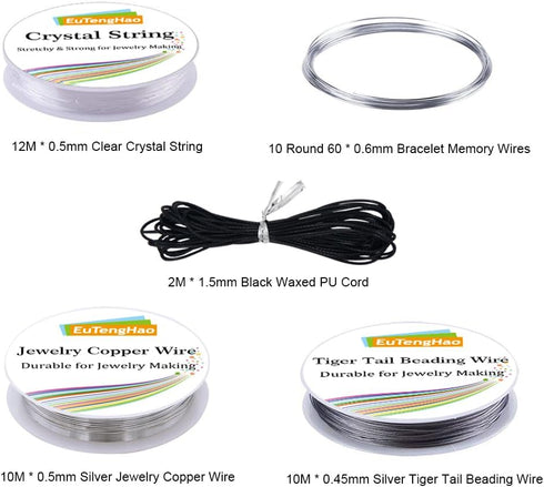 EuTengHao Jewelry Making Kit with Pliers, Wires, Jump Rings, Clasps, Cord and More for Jewelry DIY Crafts - Silver...