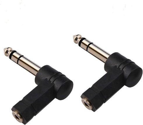 1/4 Inch TRS to 3.5mm Right Angle Adapter,6.35mm Male to 3.5mm Female 90 Degree Stereo Headphone Audio Adaptor Converter Connector (1/4'' TRS Righ...