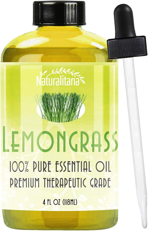 Lemongrass Essential Oil - Therapeutic Grade for Aromatherapy, Diffuser, Skin, Hair, Candle, Soap, Dropper - 4 fl oz - Lemon Grass Oil - Lemon Gra...
