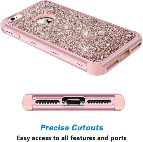 Hython Designed for iPhone 8, iPhone 7 Case, Heavy Duty Full-Body Defender Protective Case Bling Glitter Sparkle Hard Shell Hybrid Shockproof Rubb...
