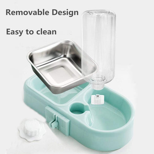 Cage Dual Bowl, Crate Hanging Double Dog Cat Bowls, Pet Water and Food Bowl Set with Automatic Water Dispenser Bottle Detachable Stainless Steel B...