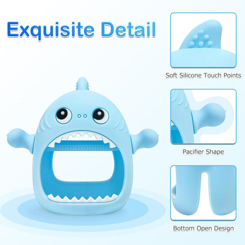 Kpblis 2 Pcs Baby Teething Toy for Babies 0-6 Month, Never Drop Shark Teether Toys for Babies 6 to 12 Months, Baby Remote Control Teether Toys, In...