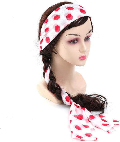 Women's Scarf Polka Dot Red and White Scarf Retro Chiffon Sheer Dot Scarf Stylish Fashion Neckerchief (red dots)...