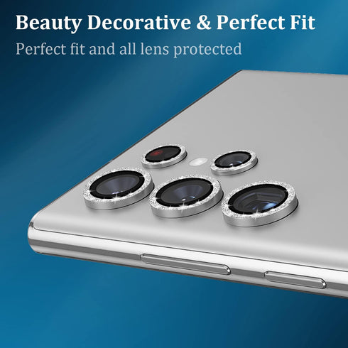 for Galaxy S23 Ultra Camera Lens Protector, Aluminium Alloy Ring 9H Tempered Glass Anti Scratch Decorative Camera Cover Accessories for Samsung Ga...