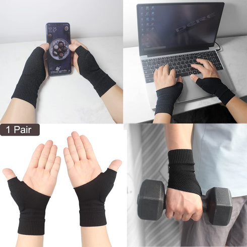 2pcs Thumb Compression Arthritis Gloves, Wrist Support Brace Elastic Glove with Gel Thumb Injury Pads for Arthritis, Joint Pain, Tendonitis, Sprai...