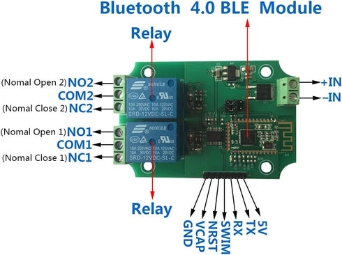 DSD TECH 2 Channel Bluetooth 4.0 BLE Relay Module for iPhone and Android(12V)......