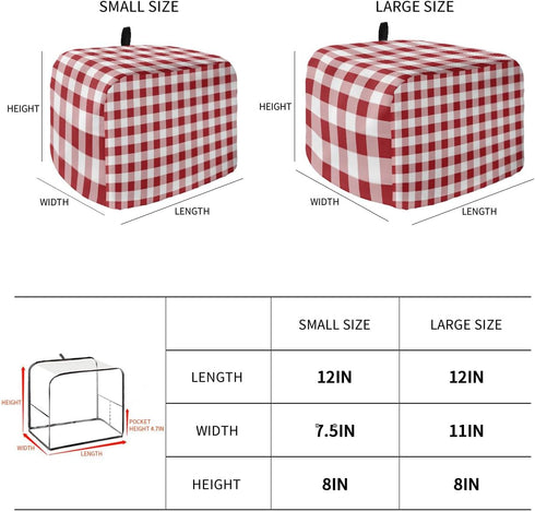 Toaster Oven Covers - Red White Plaid & Buffalo Check Dustproof, Fingerprint Protection for 4 Slice Toasters, Bread Machine & Small Appliances...