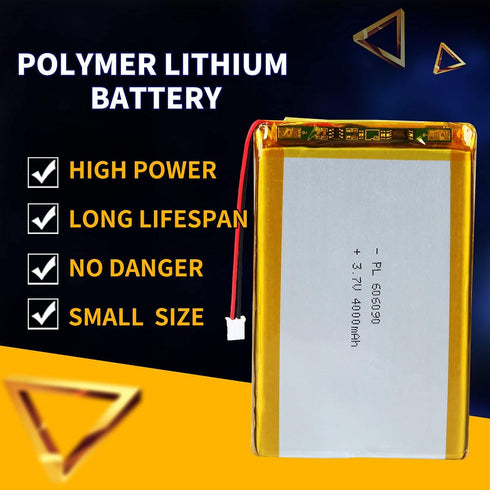 AKZYTUE 3.7V 4000mAh 606090 Lipo battery Rechargeable Lithium Polymer ion Battery Pack with PH2.0mm JST Connector...