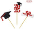 Glitter Graduation Cupcake Toppers Red Party Decorations Class of Congrats Cake Picks Supplies 24 Pack...