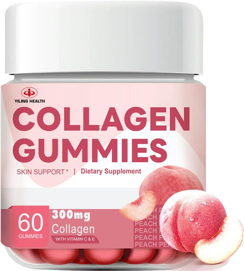 YiLing Suger Free Hydrolyzed Collagen Gummies with Vitamin C, E and Biotin & Vitamin for Women Men Healthy Skin Hair Nails, Beauty Support, Collag...