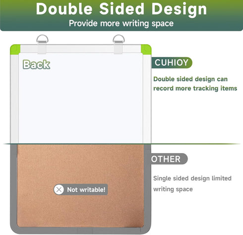 CUHIOY Dry Erase Board 12 x 16 inches Whiteboard for Wall, Double Sided Lapboard with 2 Marker Pens, Portable Hanging White Boards for Office, Hom...