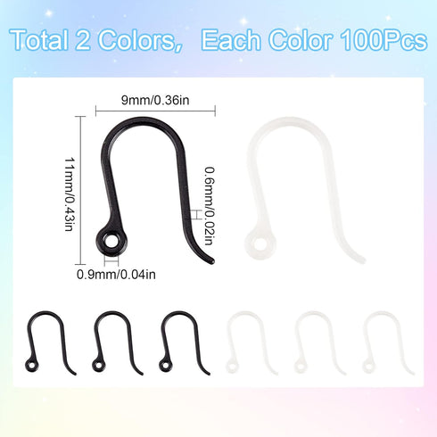 SUNNYCLUE 1 Box 200Pcs Plastic Earring Hooks Hypoallergenic Earring French Hooks Non-Allergenic Fish Hook Ear Wires Earrings Components Earring Fi...