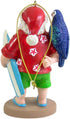 Santa with Parrot and Surfboard Ornament 3 3/4 Inch...