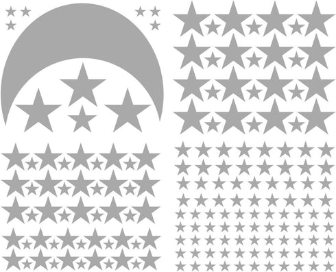Moon and Stars Wall Decal Vinyl Sticker for Kids Boy Girls Baby Room Decoration Good Night Nursery Wall Decor Home House Bedroom Design YMX16 (Gra...