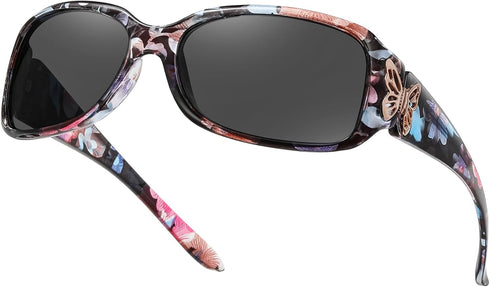 Women's Polarized Sunglasses - Fashionable Wraparound Butterfly Design with UV400 Protection...