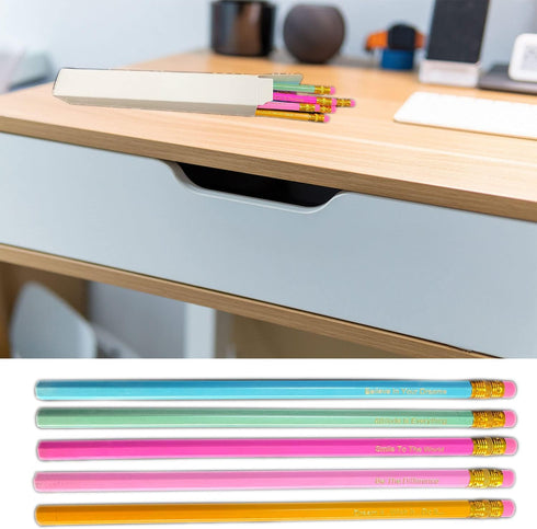15 Pieces Inspirational Pencils Personalized Pencils cute pencils Custom Wood Pencils Colorful Motivational Pencils with Inspirational Sayings for...