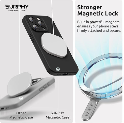 SURPHY Designed for iPhone 15 Pro Case Compatible with MagSafe (6.1 inch 2023), with 2 Pack Screen Protector, Liquid Silicone Phone Case (Camera P...