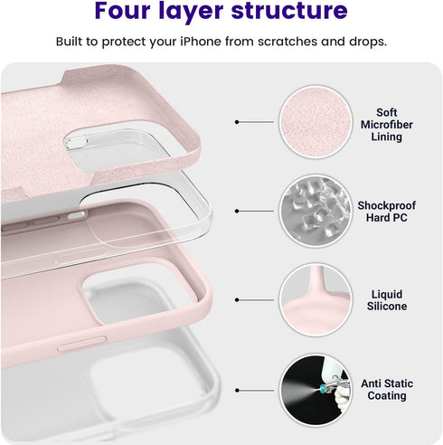 OTOFLY Designed for iPhone 14 Pro Max Phone Case, Silicone Shockproof Slim Thin Phone Case for iPhone 14 Pro Max 6.7 inch (Chalk Pink)...