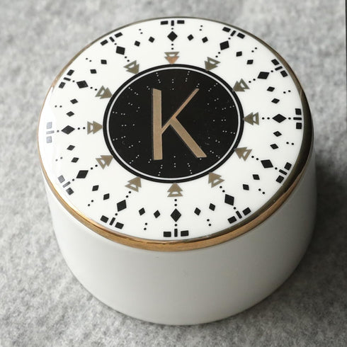 COLLECTIVE HOME - Monogram Jewelry Box, Bohemian Ceramic Trinket Box, Storage for Necklace Ring Bracelet Keys, Birthday Mother's Day Christmas Gif...