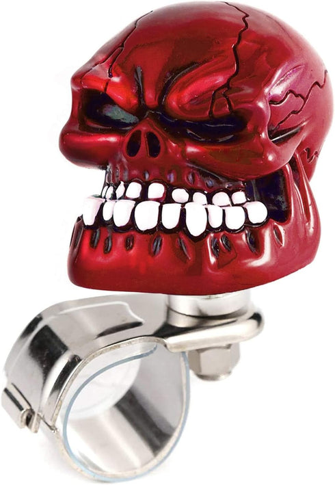 Arenbel Skull Steering Wheel Suicide Spinner Knob Power Turning Control Assist Grip Handle Fit Most Cars Trucks Tractors Boats, Red...