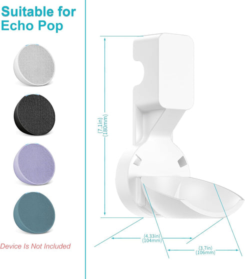 Wall Mount Holder for Echo Pop, Outlet Hanger Stand for Echo Pop, Built-in Cable Management, White...