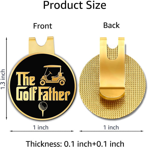 The Golf Father Black Gold Golf Ball Marker with Magnetic Hat Clip, Funny Golf Accessories and Golf Gifts for Men Dad Grandpa, Birthday for Golf F...