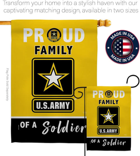 Breeze Decor Proud Family Soldier Garden Flag Armed Forces United State American Military Veteran Retire Official House Decoration Banner Small Ya...
