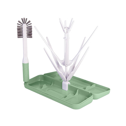 Ubbi On-The-Go Drying Rack and Brush Set, includes Travel Case and Bottle Brush for Compact Storage, Holds Up to 8 Bottles, Baby Travel Accessorie...