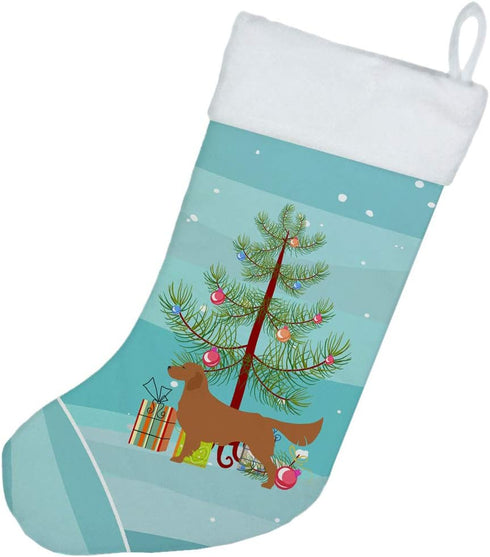 Caroline's Treasures BB2922CS Golden Retriever Merry Christmas Tree Christmas Stocking Fireplace Hanging Stockings Christmas Season Party Decor Fa...