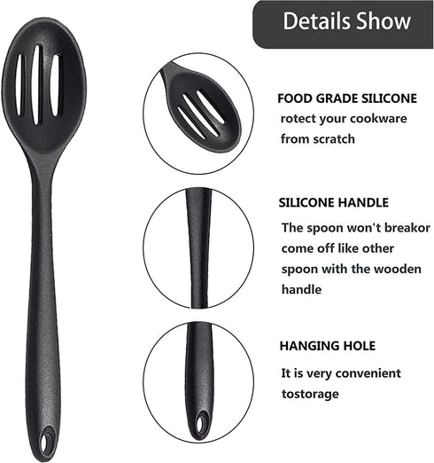Large Mixing Spoon Heat Resistant Silicone Basting Utensil Spoon Non Stick Serving Spoon for Mixing, Baking,4 Pieces,Color Random...