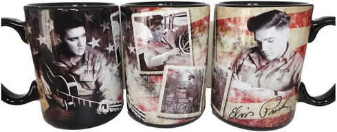 Midsouth Products Elvis Presley Large 16 Oz Mug American Flag Army...