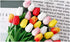 Artificial PU Tulips 10Pcs Real Touch Fake Flower Arrangement Bouquets for Home Office Wedding Decoration (Pink)...