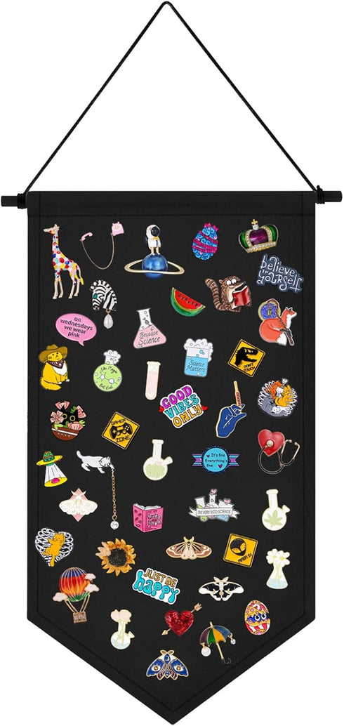 Kunyeah Wall Hanging Brooch Organizer Storage Case Colorful Canvas Pin Board Stand Enamel Pin Badge Hanging Holder Display Banner Earrings Collect...