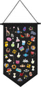 Kunyeah Wall Hanging Brooch Organizer Storage Case Colorful Canvas Pin Board Stand Enamel Pin Badge Hanging Holder Display Banner Earrings Collect...