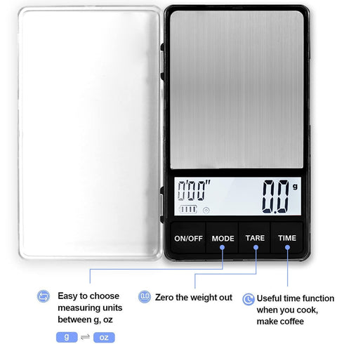 WEIGHTMAN Espresso Scale with Timer 1000g x 0.1g Small & Thin Travel Coffee Scale, Mini Digital Scale Grams and Ounces with Large Backlit LCD Stai...