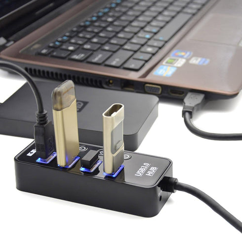 USB Hub 3.0 Powered, LYFNLOVE USB Extender 4-Port Data USB Hub with Power Adapter and 1 Smart Charging Port, USB Splitter with On/Off Switches for...