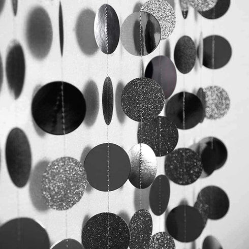 Cheerland Glitter Charcoal Grey Black Circle Garland Kit Halloween Party Decoration Hanging Polka Dots Streamer Backdrop Banner Birthday Wedding R...