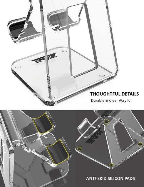 ZAW Acrylic Cell Phone Stand, Office Desk Accessories Clear Phone Stand for Desk, 4MM Acrylic Phone Holder, Compatible with iPhone 14 Pro, Samsung...