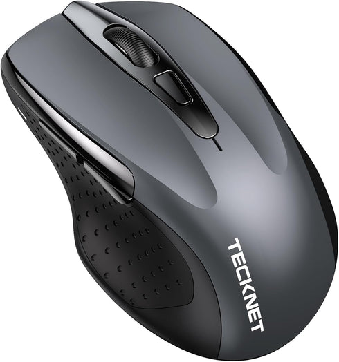 TECKNET Wireless Mouse (2.4G & BT5.0/3.0) Silent Mouse 4800 DPI Computer Mouse 6 Buttons Bluetooth Mouse, USB A Mouse Wide Compatibility - Grey...