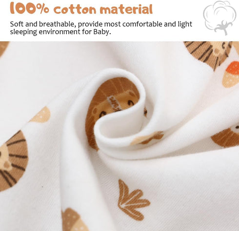 Long Sleeve Sleep Sack, 100% Cotton Baby Sleeping Bag 0-18 Months Baby Wearable Blanket Super Soft Temp Regulating Premium Infant Toddler Kids Sle...