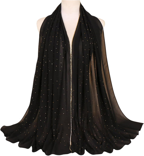 Hijab Scarf for Women Soft Chiffon Rhinestone Long Scarf Shawl Fashion Muslim Hijab Head Wrap Scarves...