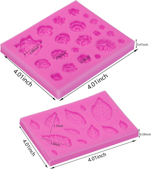 SIENON 33 Cavity Rose Flowers and Leaves Fondant Candy Silicone Molds For Sugarcraft, Cupcake Toppers, Soap, Polymer Clay, Crafting Projects, Wedd...