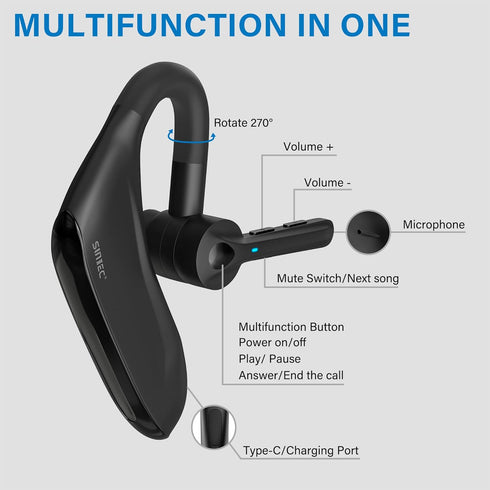 Bluetooth Headset,Dual Microphone Wireless Headset with USB Dongle for Computer, 45H Talking Time,USB-A Compatible to Connect to Your PC Mac - Wor...