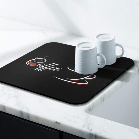 Coffee Bar Mat Accessories for Countertop Absorbent Hide Stain Rubber Backed Dish Drying Mats for Kitchen Counter Draining Pad Decor Gift Fit Unde...