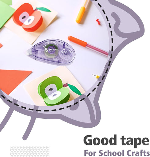 Double Sided Tape Roller for Crafts - 12 Pack Scrapbooking Glue Tape Runner Crafters Adhesive Tape Roller for School Kids Paper Handicraft, Gift W...