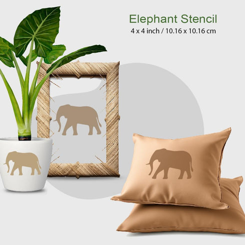 Elephant Stencil, 4-Inch, Beautiful Design, Quality Reusable Stencil for Painting, Crafts, and Decor for Walls, Fabric & Furniture, Recyclable DIY...