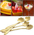 AnSaw 8 Piece Flower Scoop Set, Stainless Steel Reusable Tea Scoops Cake Spoon Set for Tea Parties (4.9 Inch, Gold)...