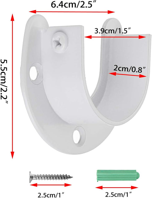OwnMy 4 Packs Closet Rod End Supports Curtain Flange Rod Holder 1-1/2" Diameter, U Shaped Stainless Steel Closet Pole Sockets Opening Flange Rods ...